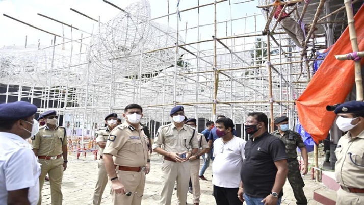 The police commisioner  himself visited the pandel to check the pujo preparations of the city