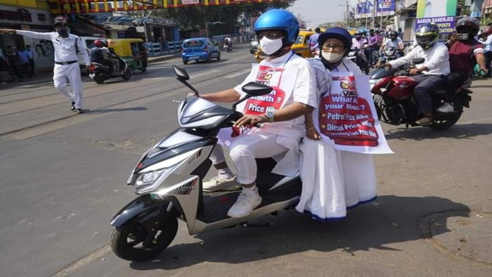 Firefighting fuel, battery-powered scooters in protest