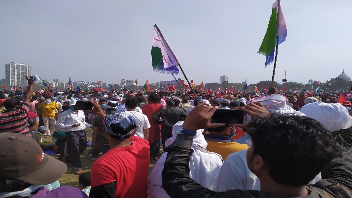 Left congress abbas siddiqui  rally at brigade parade ground in kolkata