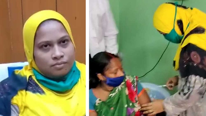 Vaccine: Former Asansol deputy mayor vaccinates woman at health center