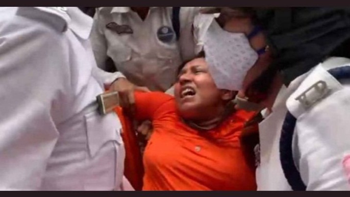 Police detained the BJP procession, a scuffle ensued and arrests were made