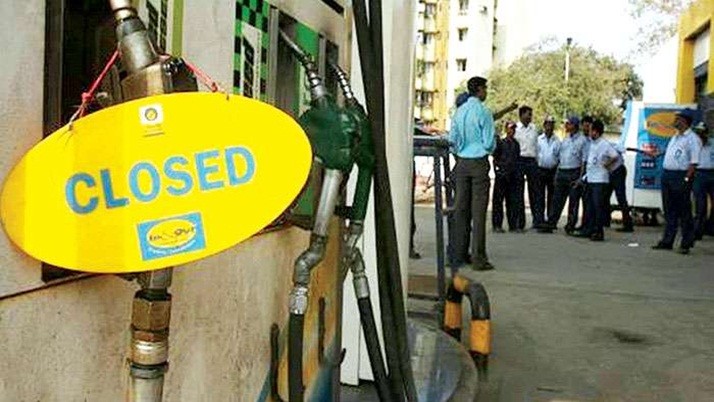 Petrol pumps closed across the state today, no oil anywhere