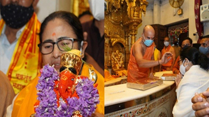 Mamata-Siddhi Binayak: Mamata at Siddhi Binayak Temple on arrival in Mumbai