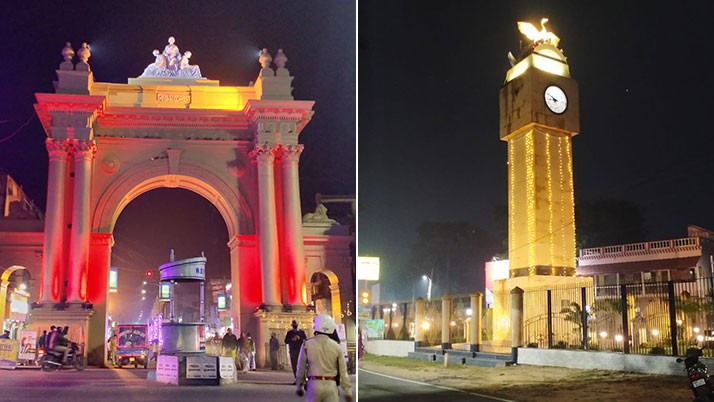 Bijay Toran Curzon Gate with glittering lights is meeting the grief of Park Street