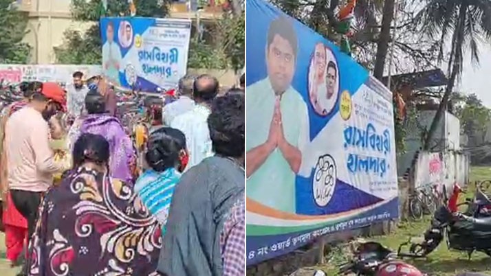 Flex, strong protest in support of Trinamool candidate in government camp at Burdwan door, CPM and BJP
