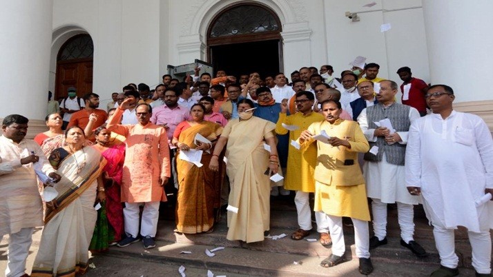 2 BJP MLAs' suspension Budget  session, walk out BJP