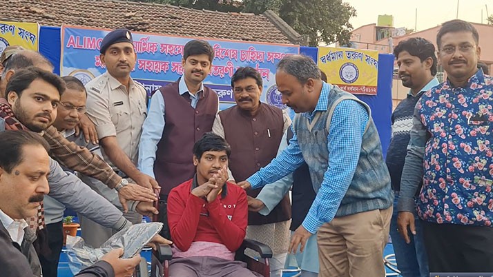 Traditional club of Burdwan stood by distributing assistive equipment to people with special needs