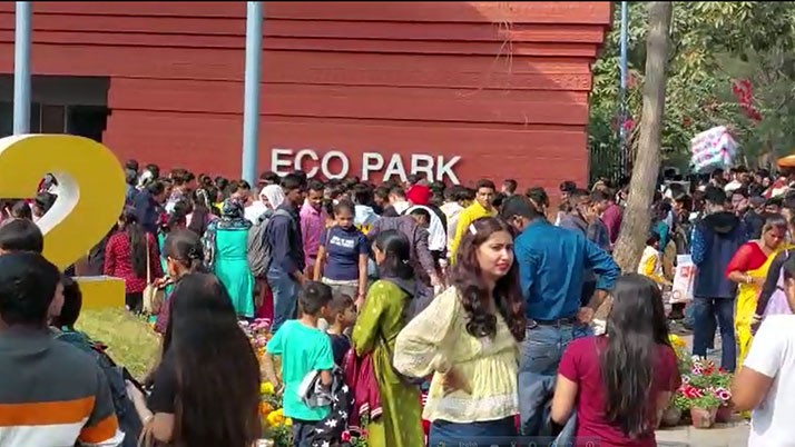 Eco Park, City Center One and City Center Two, Niko Park are overflowing with crowd, tight security by police.