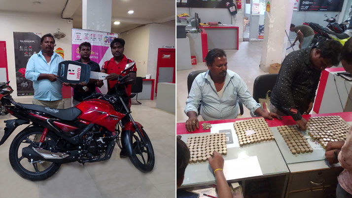 In this way dreams come true! Lottery seller bought a motorbike with 10 rupees coins