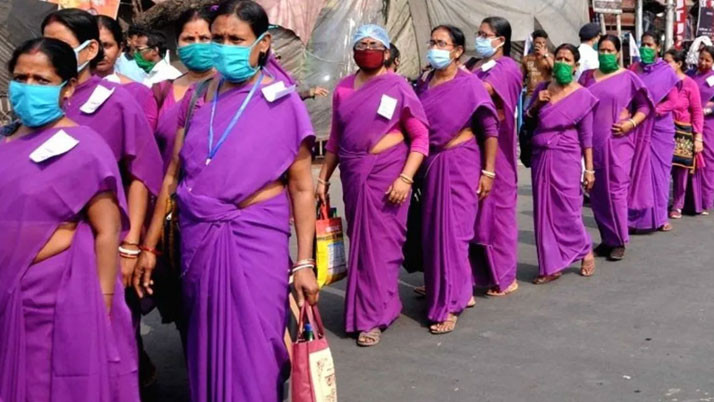 Asha workers' Swasthya Bhawan campaign, tight security