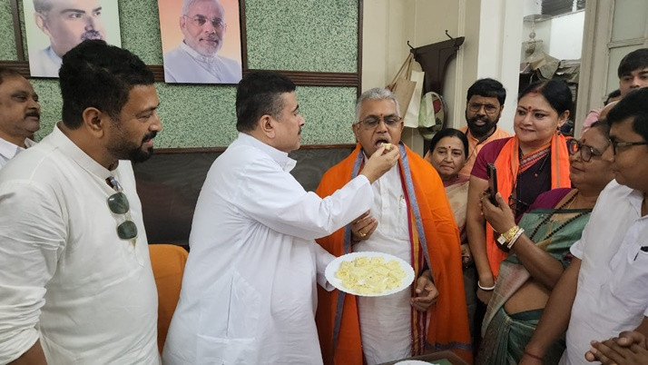 Dilip Ghosh's birthday celebration at Suvendu Adhikari office in the Legislative Assembly