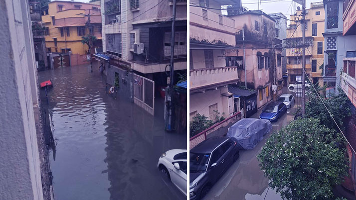 Kolkata in the rains drawn, the life of the waist -wide water.