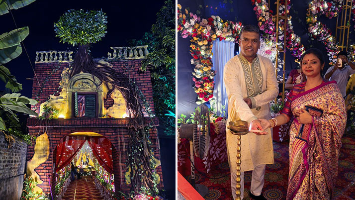 A fusion of ancient and forest rituals at the Kali Puja of 'Durga Mata Sangh' in Burdwan