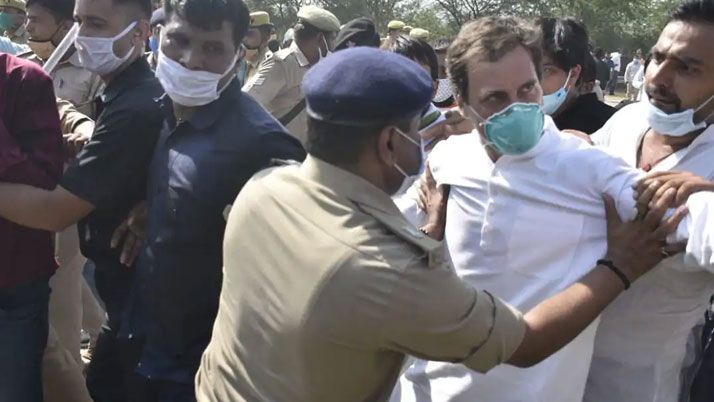 rahul gandhi detained on way to hathras